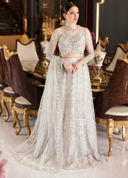 Mirha by Emaan Adeel Net Embroidered Suits Unstitched 3 Piece EA22M MH-03 - Wedding Collection