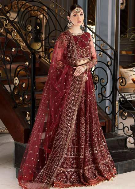 Mirha by Emaan Adeel Net Embroidered Suits Unstitched 3 Piece EA22M MH-04 - Wedding Collection