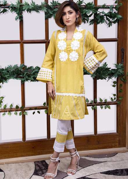 Modest Pret  Cotton 2 Piece Falak W48 Lemon