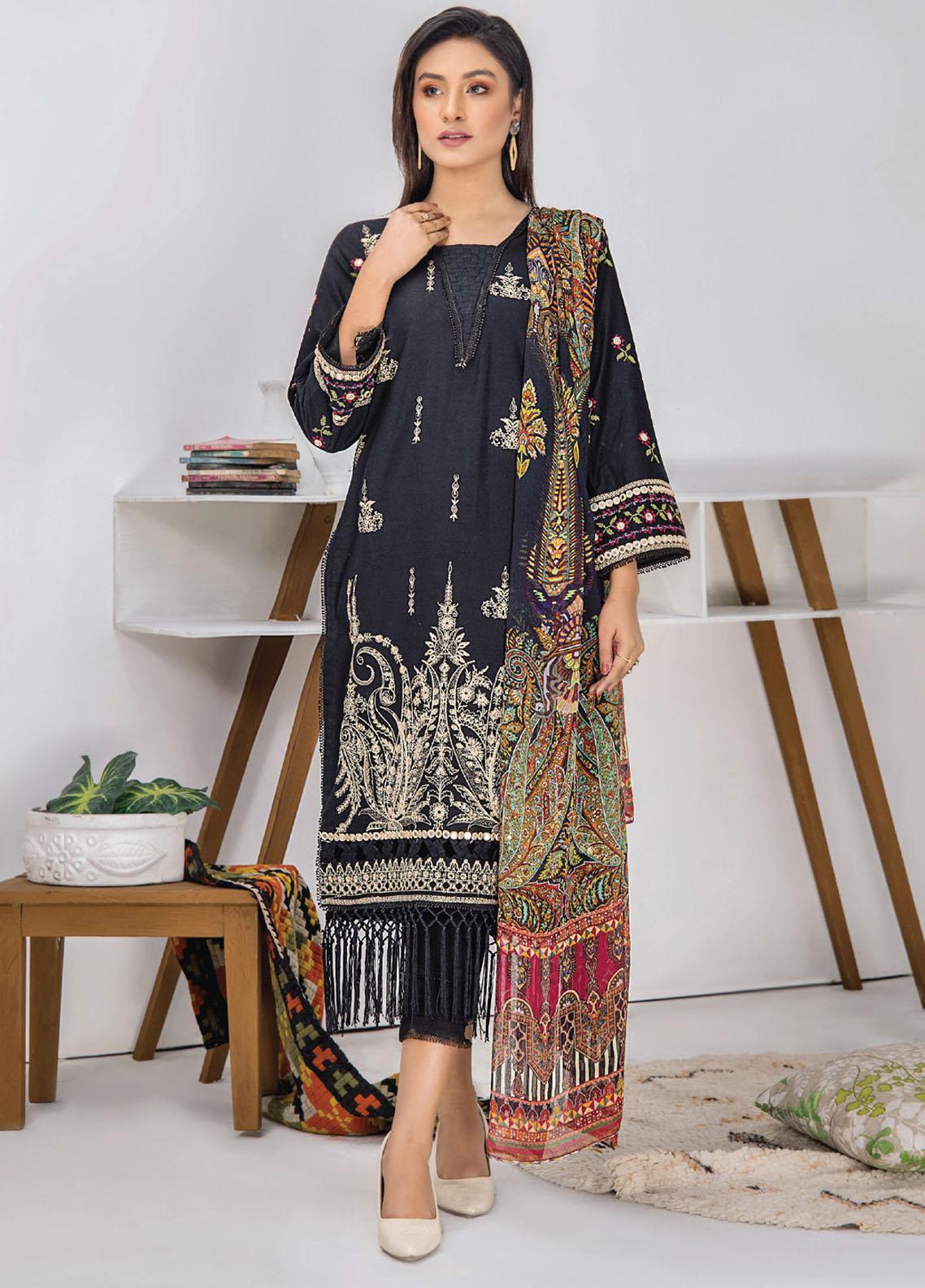 Flora By Humdum Embroidered Lawn Suit Unstitched 3 Piece HD24F FS02 - Summer Collection