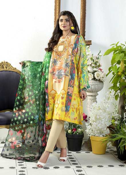 Mosaic Ready to Wear Printed Cotton 3 Piece Suit MS22RWP 111055 FALLING BRANCHES