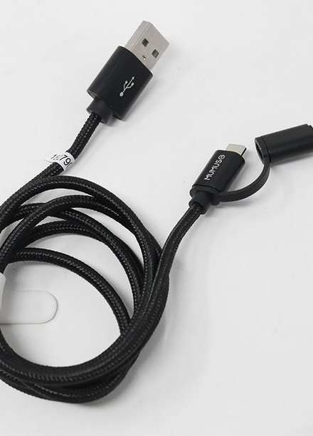 Mumuso 2 IN 1 MICRO & TYPE-C USB CABLE-BLACK