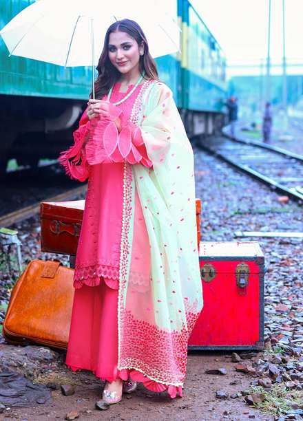 Musafir By Surmai Embroidered Lawn Suits Unstitched 3 Piece SUR23M PINK PEARL - Premium Collection