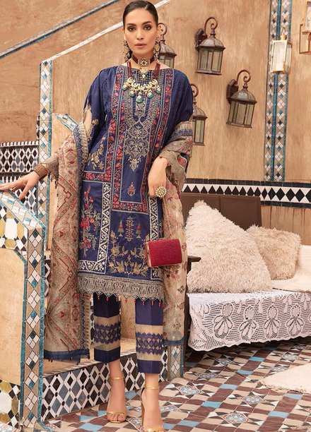 MusCari Embroidered Lawn Suits Unstitched 3 Piece MC21L MLC-03 - Summer Collection