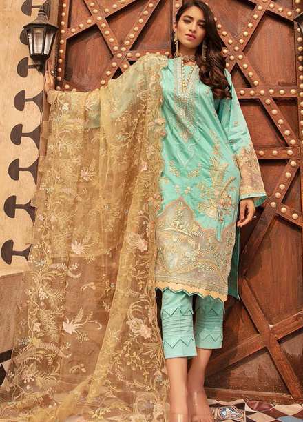 MusCari Embroidered Lawn Suits Unstitched 3 Piece MC21L MLC-09 - Summer Collection