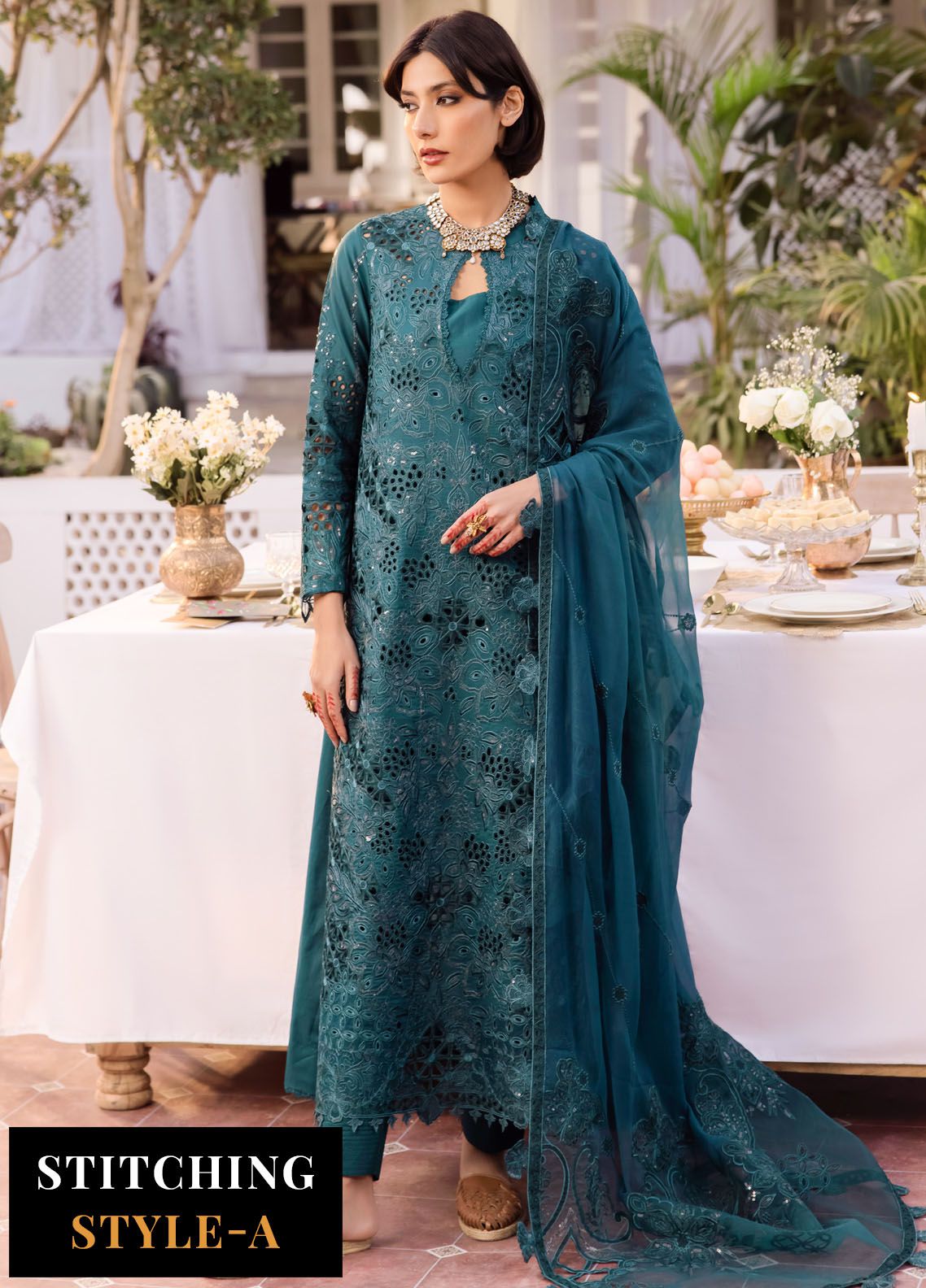 Iznik Embroidered Lawn Unstitched 3 Piece Suit - IFE-04 - IZNK25IFE - Blue - Luxury Summer Collection main image 1