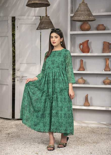 Nazmina Pret  Chiffon Frocks Emerald FR-627