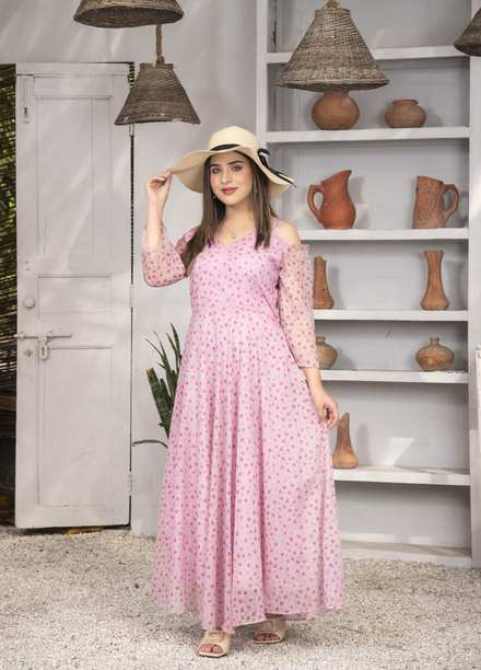 Nazmina Pret  Chiffon Frocks Pink Gaze FR-628