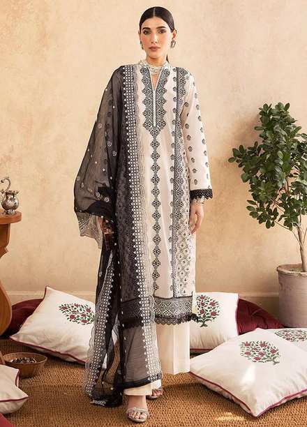 Nissa By RajBari Embroidered Chikankari Schiffli Suits Unstitched 3 Piece RB23NSC D-07 - Summer Collection