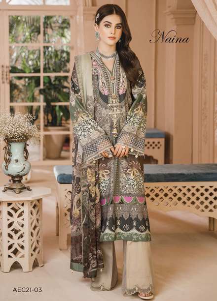 Noor Bano by Anaya Embroidered Cambric Suits Unstitched 3 Piece AKC21NB AEC21-03 NAINA - Winter Collection