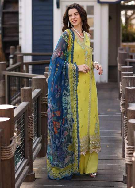 Noor by Saadia Asad Embroidered Lawn Suits Unstitched 3 Piece NSA23P D2-A - Luxury Collection