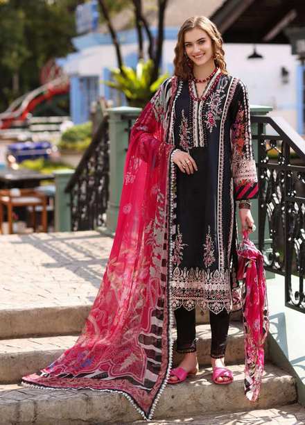 Noor by Saadia Asad Embroidered Lawn Suits Unstitched 3 Piece NSA23P D2-B - Luxury Collection