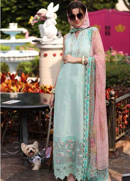 Noor by Saadia Asad Embroidered Lawn Suits Unstitched 3 Piece NSA23P D3-A - Luxury Collection