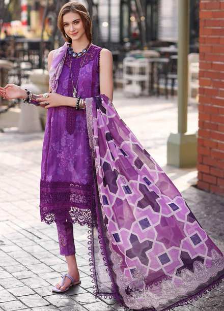 Noor by Saadia Asad Embroidered Lawn Suits Unstitched 3 Piece NSA23P D4-A - Luxury Collection