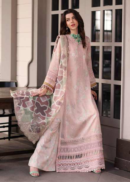 Noor by Saadia Asad Embroidered Lawn Suits Unstitched 3 Piece NSA23P D4-B - Luxury Collection