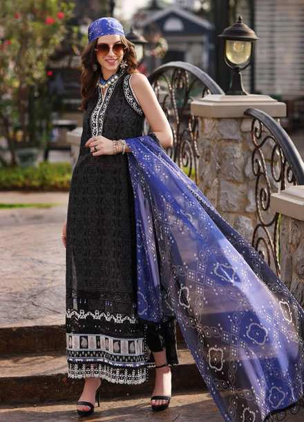 Noor by Saadia Asad Embroidered Lawn Suits Unstitched 3 Piece NSA23P D5-A - Luxury Collection