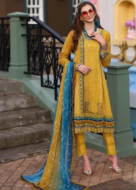 Noor by Saadia Asad Embroidered Lawn Suits Unstitched 3 Piece NSA23P D5-B - Luxury Collection