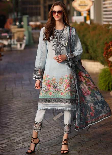 Noor by Saadia Asad Embroidered Lawn Suits Unstitched 3 Piece NSA23P D7-B - Luxury Collection