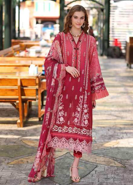 Noor by Saadia Asad Embroidered Lawn Suits Unstitched 3 Piece NSA23P D8-A - Luxury Collection