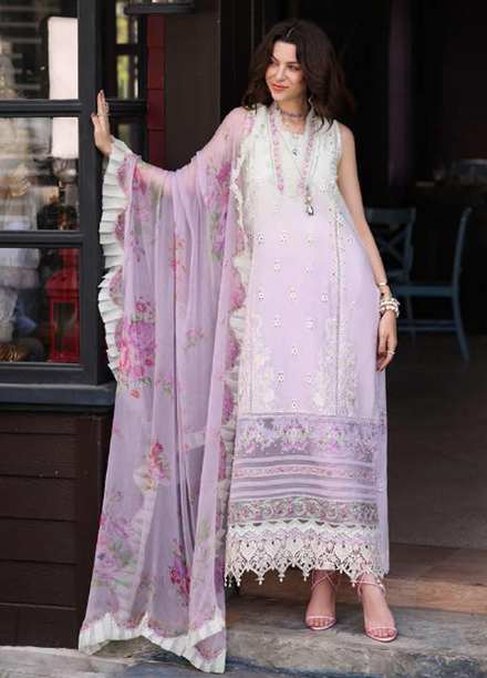 Noor by Saadia Asad Embroidered Lawn Suits Unstitched 3 Piece NSA23P D8-B - Luxury Collection