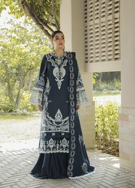 Nuray-e-Nazar by Parishay Embroidered Linen Suits Unstitched 3 Piece PRS22WNN D-05 - Winter Collection