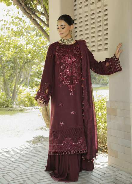 Nuray-e-Nazar by Parishay Embroidered Linen Suits Unstitched 3 Piece PRS22WNN D-08 - Winter Collection