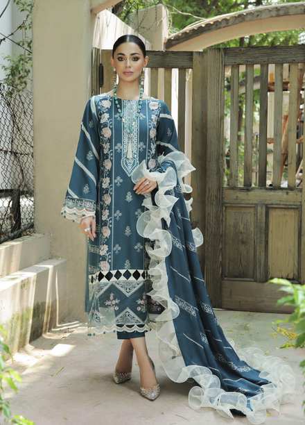 Nuray-e-Nazar by Parishay Embroidered Linen Suits Unstitched 3 Piece PRS22WNN D-09 - Winter Collection