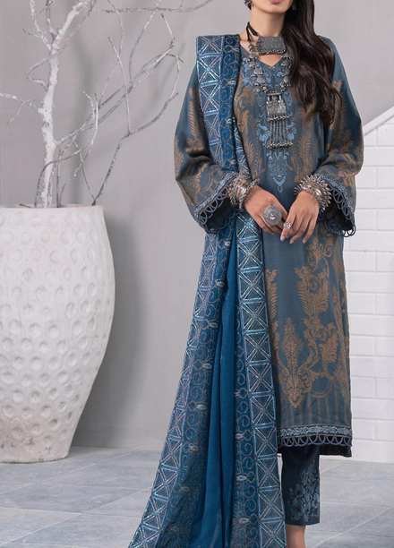 Nureh Embroidered Jacquard Leather Peach Suits Unstitched 3 Piece NU21JL J-06 - Winter Collection