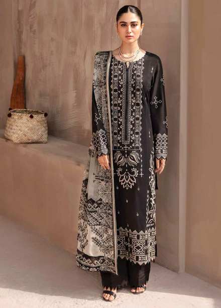 Koyal By Nureh Embroidered Lawn Suits Unstitched 3 Piece NU22K NM-01 - Black & White Collection