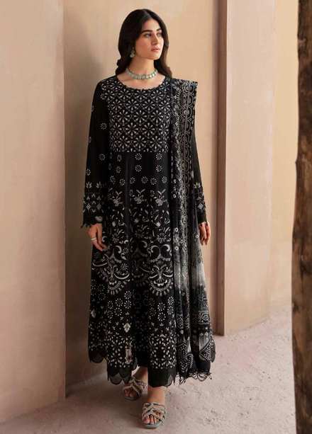 Koyal By Nureh Embroidered Lawn Suits Unstitched 3 Piece NU22K NM-02 - Black & White Collection