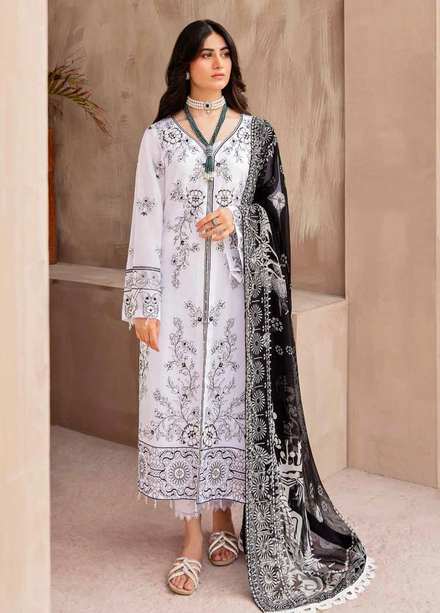 Koyal By Nureh Embroidered Lawn Suits Unstitched 3 Piece NU22K NM-03 - Black & White Collection