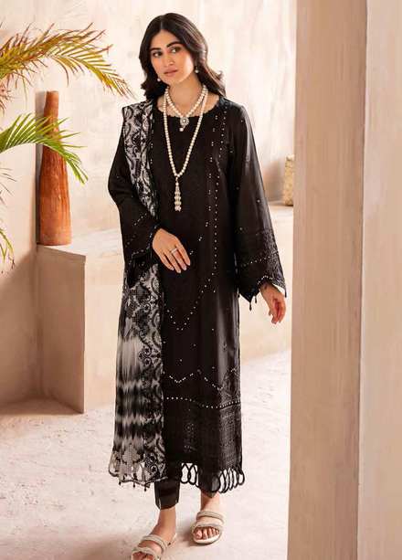 Koyal By Nureh Embroidered Lawn Suits Unstitched 3 Piece NU22K NM-04 - Black & White Collection