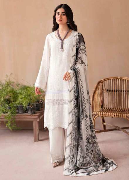 Koyal By Nureh Embroidered Lawn Suits Unstitched 3 Piece NU22K NM-06 - Black & White Collection