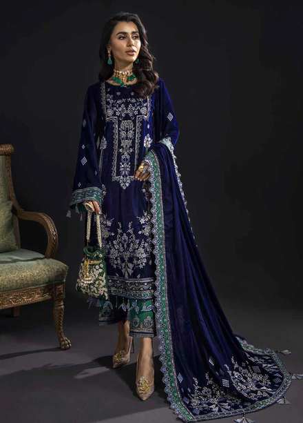 Maya By Nureh Embroidered Velvet Suits Unstitched 3 Piece NU21MV NV-11 Elizabeth - Winter Collection