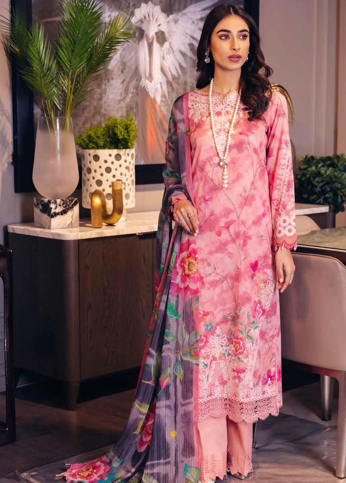 Gulabi Shaam By Nureh Embroidered Lawn Suits Unstitched 3 Piece NU21GS 10 - Eid Collection