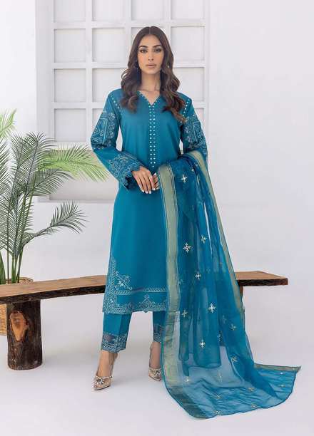 Nuriyaa Pret  Lawn 3 Piece Dress NR23LPS Mavi