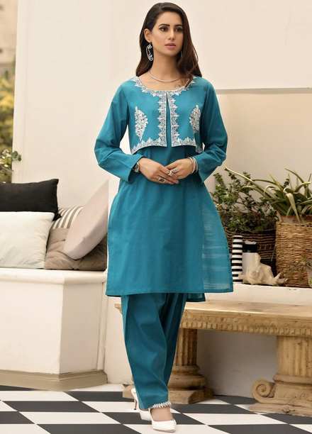 Nuriyaa  Pret Embroidered Lawn 3 Piece Suit NR21WT NAVY SAPPHIRE