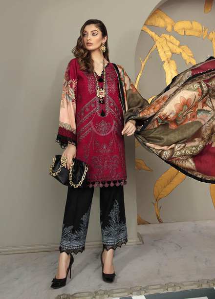 Ophelia By Epoque Embroidered Lawn Suits Unstitched 3 Piece EP21O 04 Pink Swoon - Festive Collection