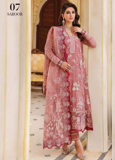 Pareesia By Xenia Formals Embroidered Chiffon Suits Unstitched 3 Piece XE22-P2 07 Saroor - Luxury Collection