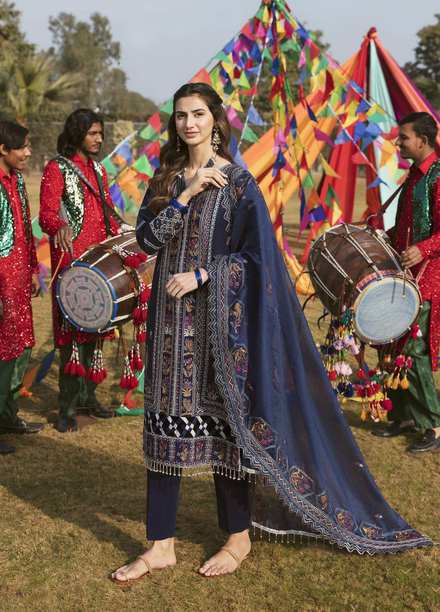 Parishay Embroidered Lawn Suits Unstitched 3 Piece PR23LL D-07 - Luxury Summer Collection