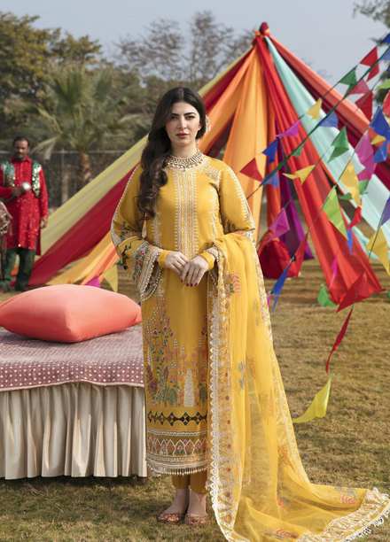 Parishay Embroidered Lawn Suits Unstitched 3 Piece PR23LL D-09 - Luxury Summer Collection