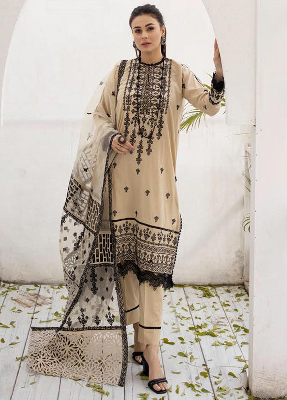 Ladies Unstitched Chikankari Suit Pearl By Riaz Arts