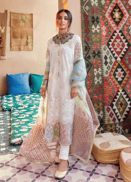 Dilara By Qalamkar Embroidered Lawn Suits Unstitched 3 Piece QLM21L 07 - Luxury Collection