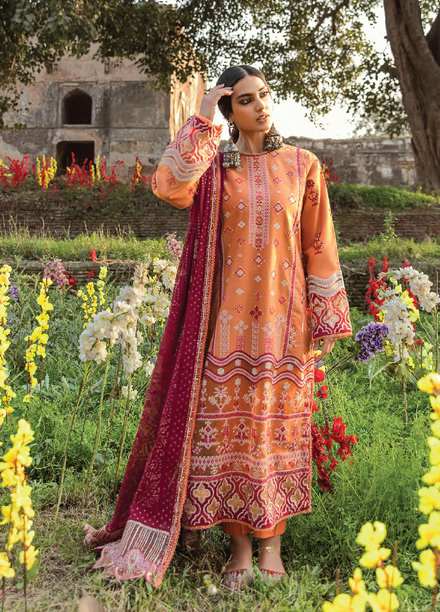 Dilara By Qalamkar Embroidered Lawn Suits Unstitched 3 Piece QLM21L 12 - Luxury Collection