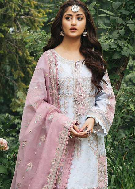 Rahi By Qalamkar Embroidered Lawn Suits Unstitched 3 Piece QLM22R EB-01 Nora - Luxury Collection