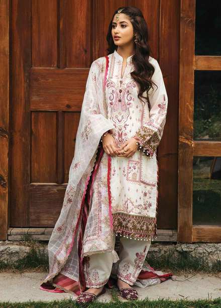 Rahi By Qalamkar Embroidered Lawn Suits Unstitched 3 Piece QLM22R EB-02 Selah - Luxury Collection