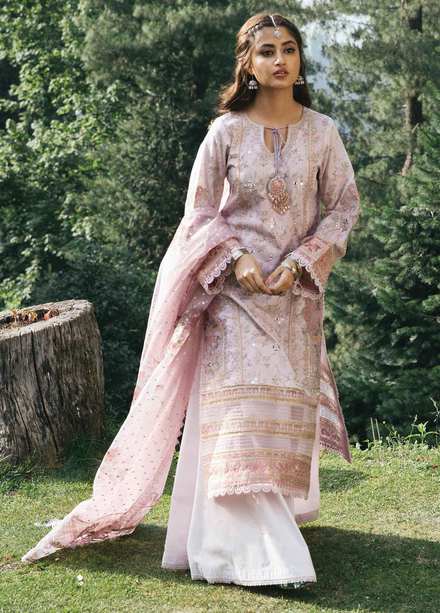 Rahi By Qalamkar Embroidered Lawn Suits Unstitched 3 Piece QLM22R EB-05 Sage - Luxury Collection