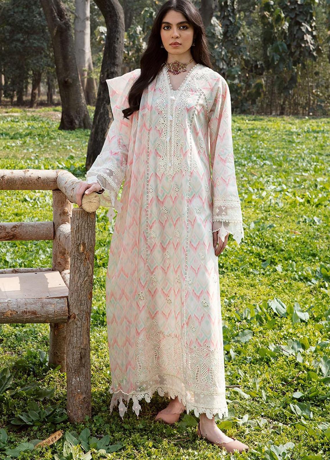 Qalamkar Chikankari Lawn Suit Unstitched 3 Piece QLM25CE CS-05 Ruvina - Summer Collection