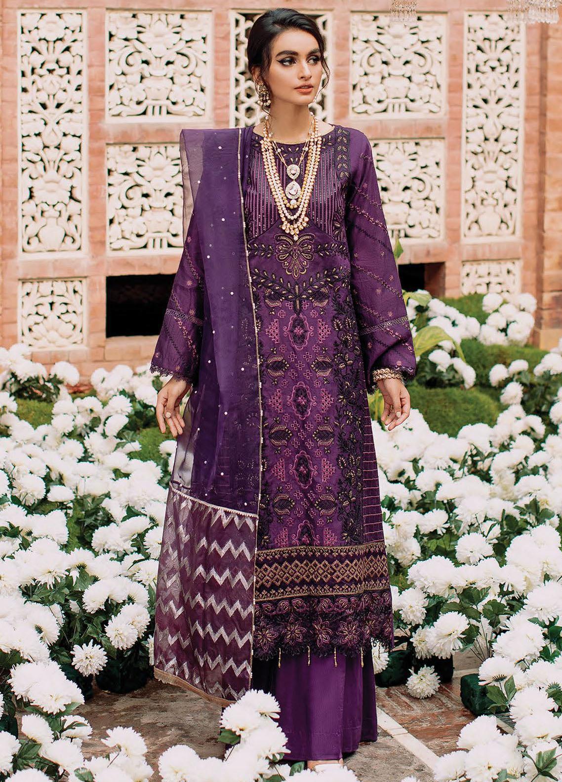 Nissa Floral Symphony by Rajbari Embroidered Marina Suits Unstitched 3 Piece RB25NM D-10 - Winter Collection
