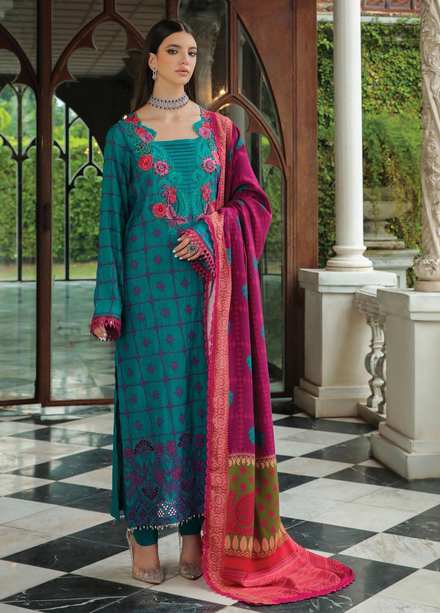 RajBari Embroidered Karandi Suits Unstitched 3 Piece RB22K 3A - Premium Collection